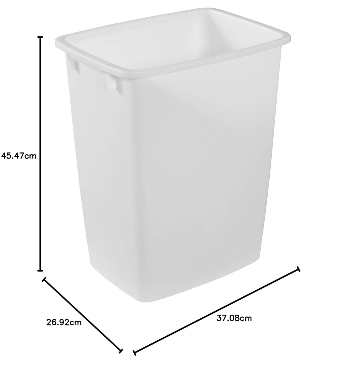 Rubbermaid - Bote de basura pequeño para cocina y baño, cesta de basura debajo del fregadero, plástico, blanco, 9 galones, 1 unidad (paquete de 1)