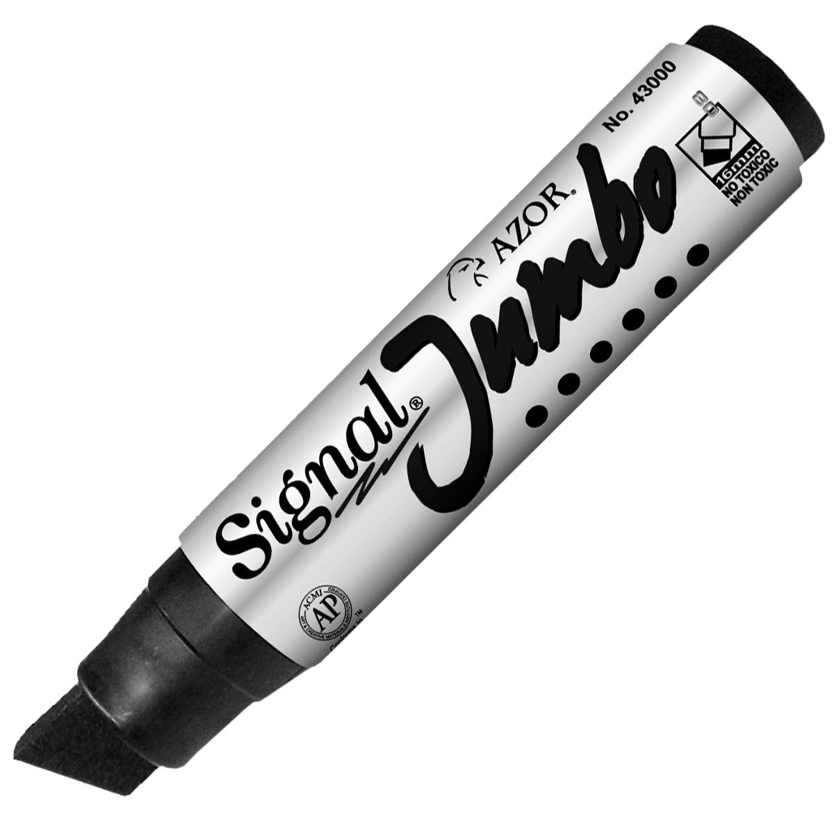 AZOR - Marcadores Permanentes, Plumones Indelebles, Color Negro, 4 Piezas, Signal Jumbo, Punta Extragrande 16mm, Secado Rapido y Resistente Al Agua, 301.43000NE