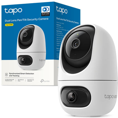 Tapo TP-Link C245D Cámara de Seguridad WiFi Interior - Doble Lente 2K - Cobertura 360° - Visión Nocturna Infrarroja - Detección de Movimiento - Audio Bidireccional - 512GB - App
