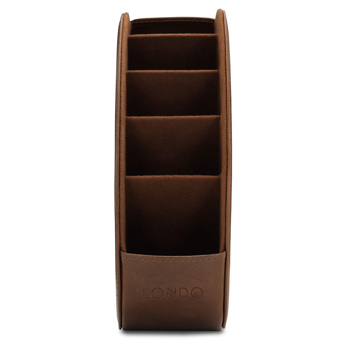 Londo Porta Telecomandi con 5 scomparti - Per contenere telecomandi di TV, stereo, decoder, DVD, Blu-Ray - in Vera Pelle con fodera interna in suede. Adatto per salotto o camera da letto