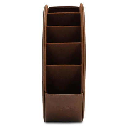 Londo Porta Telecomandi con 5 scomparti - Per contenere telecomandi di TV, stereo, decoder, DVD, Blu-Ray - in Vera Pelle con fodera interna in suede. Adatto per salotto o camera da letto