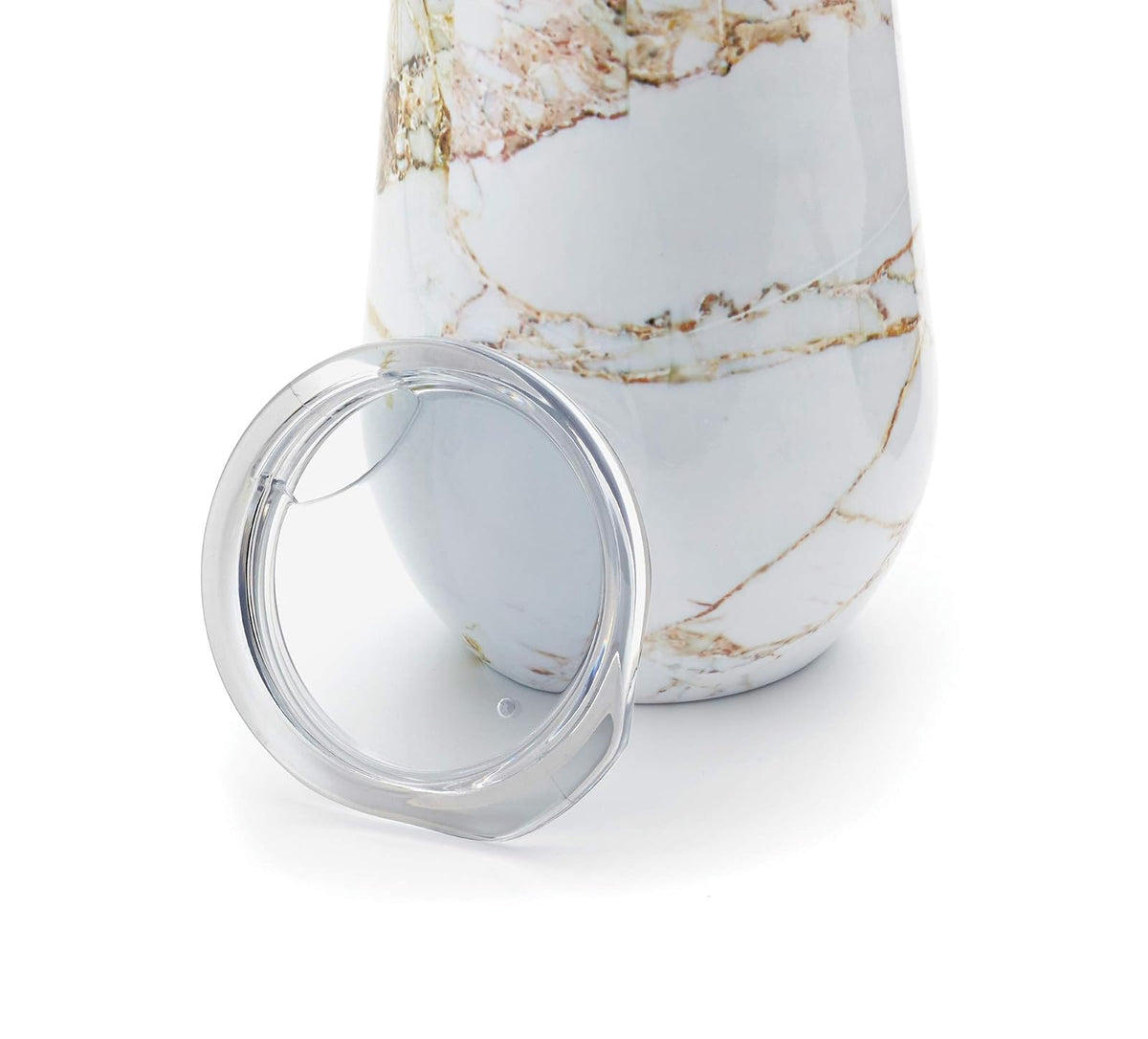 Vaso de vino de mármol con tapa, 12 onzas, blanco, cobre, juego de 2