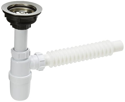 Dica 3730CB Céspol Flexible Bote Grande con Contracanasta para Fregadero, Trampa para Tarja con Tubo Flexible, Desagüe para Cocina, Plástica