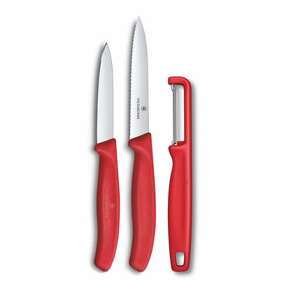 Set de Cuchillos Mondadores y Pelador, Swiss Classic, 3 piezas, Rojo