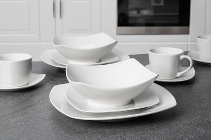 LE BONNE TABLE by Crown Baccara - Vajilla de Porcelana, de 20 piezas, 4 personas, CUADRATA BASI