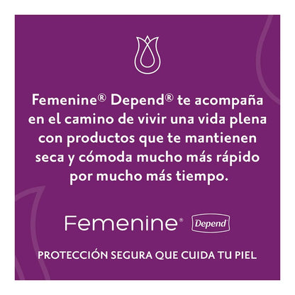 Depend Femenine Pantiprotector para Incontinencia. 400 Piezas. Ideal para goteo ligero. Absorción dual: absorbe orina y flujo menstrual. Cubierta interna adicionada con óxido de cobre, zinc y plata.