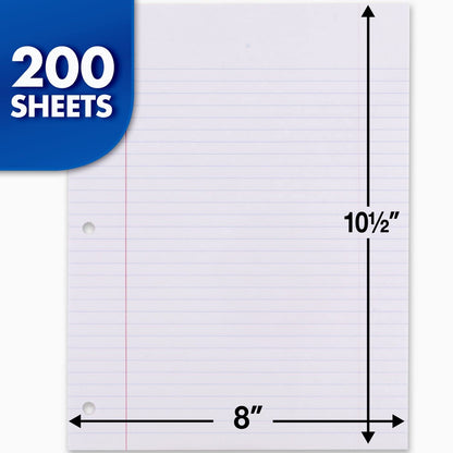 Mead Loose Leaf Paper, Filler Paper, College Ruled, 200 Sheets, 10-1/2" x 8", 3 Hole Punched, 3 Pack (73185)