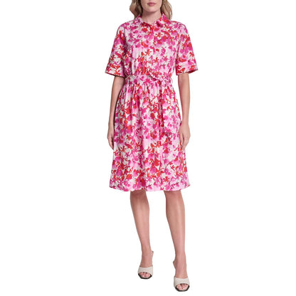 DKNY Vestido Camisero de Popelina de Algodón Manga 3/4 - 14 - Dalia - Marfil