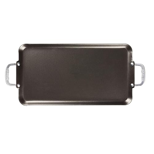 Vasconia | Plancha Doble Lisa Esencial Aluminio Antiadherente Negro 54x29cm | Doble quemador, Cocción uniforme, Recubrimiento interior, Fácil limpieza, Uso diario, Gran capacidad, Libre de PFOA