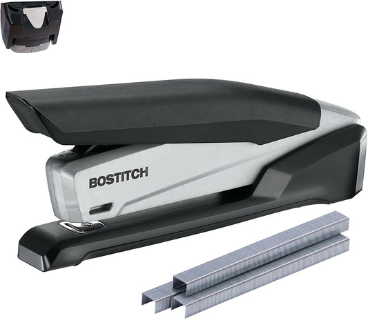 Bostitch Office Executive Stapler - 3 en 1, Sin Esfuerzo con un Dedo, Operación por Resorte, Negro/Gris (INP20)