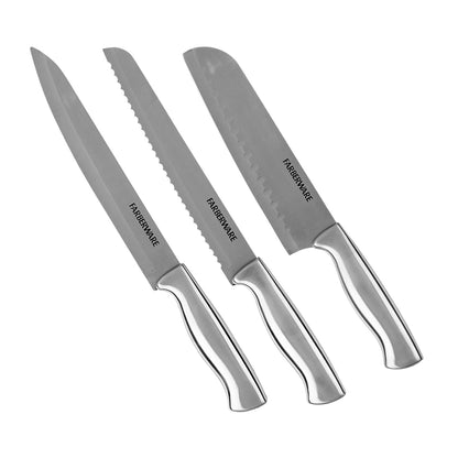 Bloque de Cuchillos y Auxiliares de 15 Piezas con base de Madera FARBERWARE Color Negro