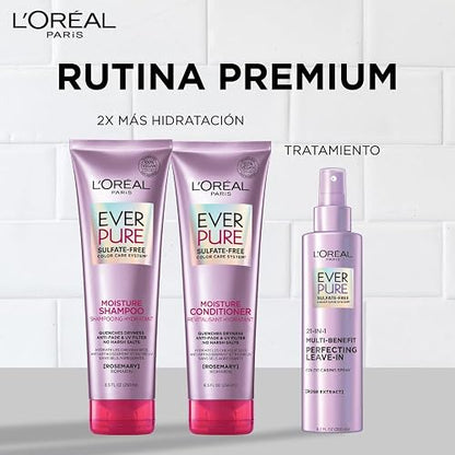 L'Oreal Paris, Acondicionador Con Hoja De Romero Ever Pure Moisture, Hidrata Y Cuida El Color Para Todo Tipo De Pelo Teñido, Sin Sulfatos, 250Ml