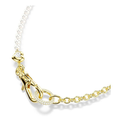 Collar Swarovski Idyllia, perla de vidrio, blanco, baño en oro