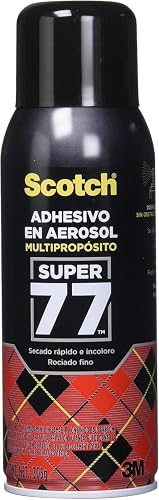 SCOTCH 3M Super 77 Adhesivo en Aerosol Multipropósito 1 pieza | Ideal para proyectos creativos y reparaciones ligeras, Adhesivo permanente, Secado rápido, Compatible con diversos materiales