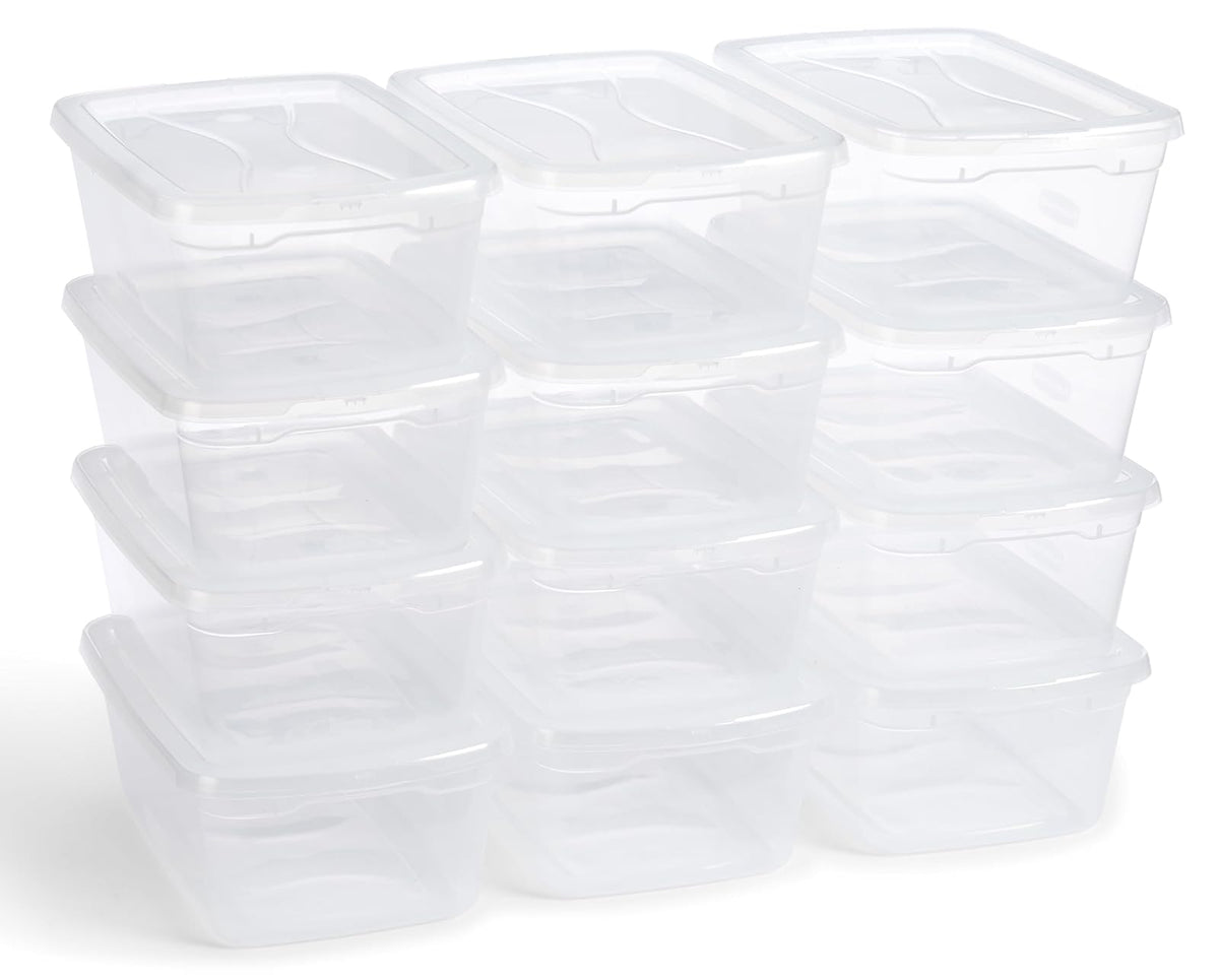 Rubbermaid Cleverstore Contenedores de almacenamiento transparentes de 6 cuartos con tapas de cierre, paquete de 12, apilables, sin BPA, fabricados en Estados Unidos - 6 Qt - 12 Pack