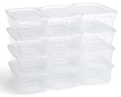 Rubbermaid Cleverstore Contenedores de almacenamiento transparentes de 6 cuartos con tapas de cierre, paquete de 12, apilables, sin BPA, fabricados en Estados Unidos - 6 Qt - 12 Pack