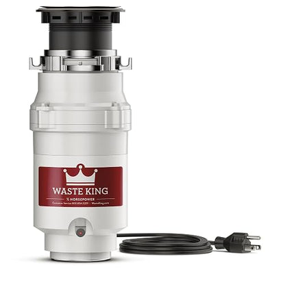 Residuos King l-1001 Legend Series 1/2 HP Continuous Feed Operation Garbage Disposer (con cable de alimentación)