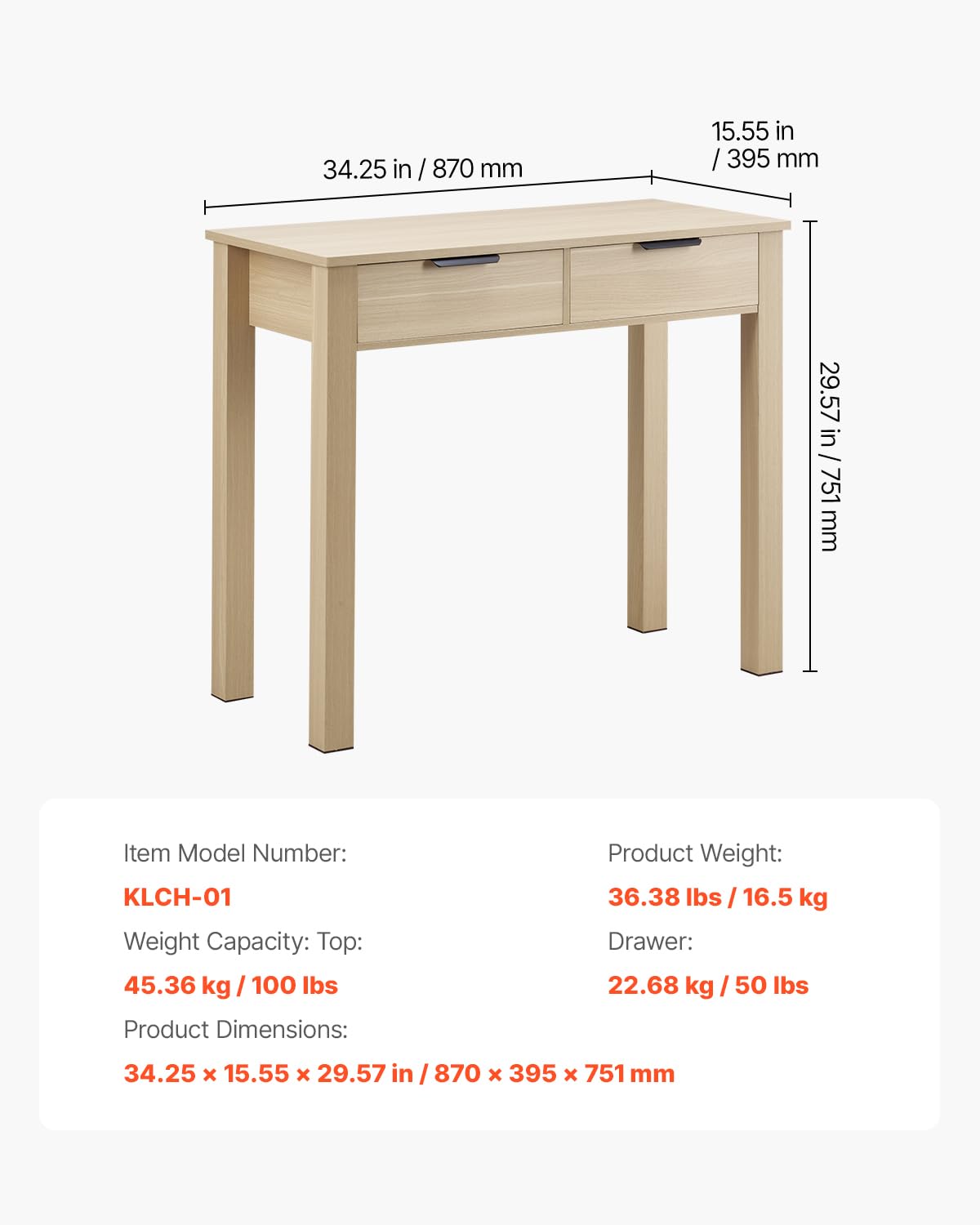 VEVOR - computadora pequeño con cajones, computadora Infantil para recámara, Mesa de Estudio Simple Moderna para Dibujar, Leer, Escribir, Mesa de Almacenamiento Rectangular de MDF para el hogar