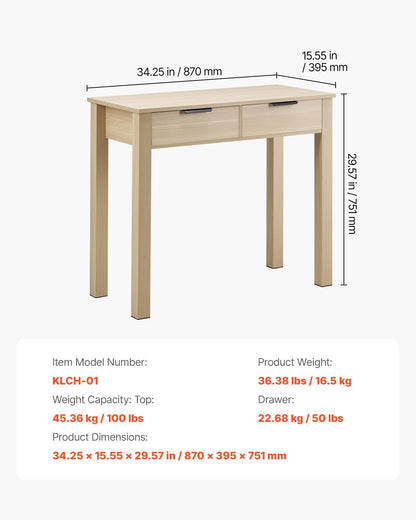 VEVOR - computadora pequeño con cajones, computadora Infantil para recámara, Mesa de Estudio Simple Moderna para Dibujar, Leer, Escribir, Mesa de Almacenamiento Rectangular de MDF para el hogar
