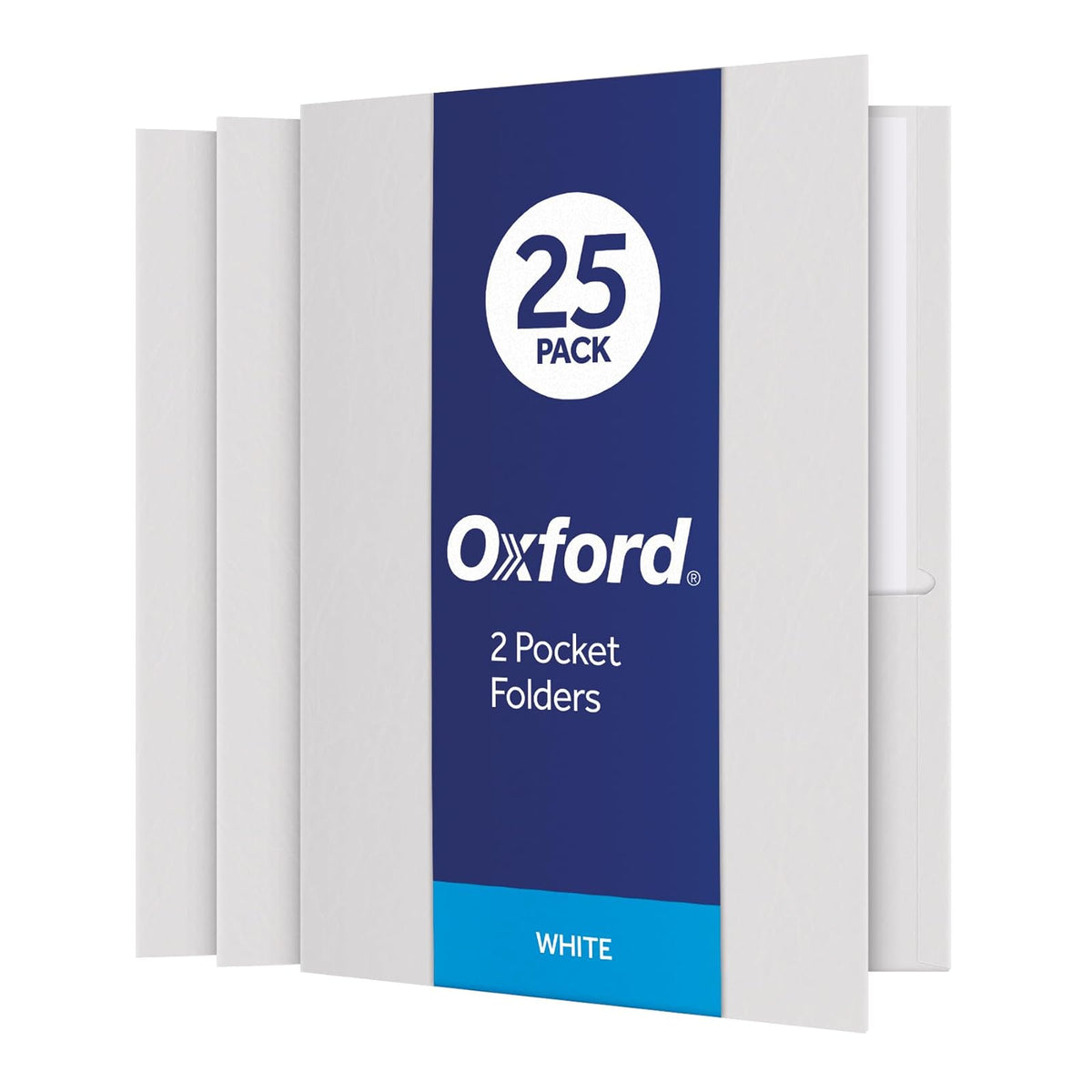 Oxford Fólder Doble Solapa, 2 Bolsas Interiores, Papel Texturizado, Caja Con 25 Piezas, Color Blanco, Tamaño Carta 57504