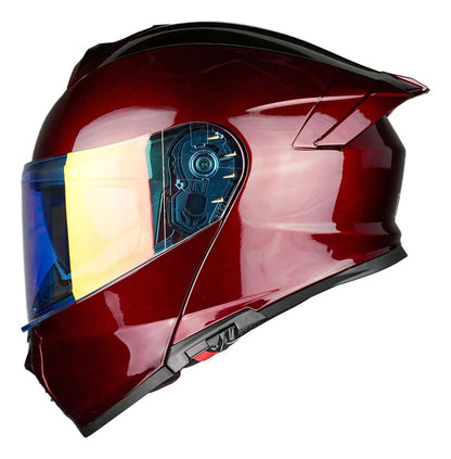 KOV Casco Thunder Cherry ABATIBLE Rojo Brillante para Moto Certificado Dot