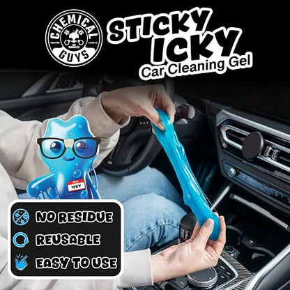 Chemical Guys Variedad Sticky Icky, Paquete de 2 | El gel reutilizable presiona en rejillas de ventilación, consolas y portavasos para levantar el polvo y las migas