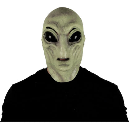 REV Máscara de Látex Alien Verde con Cuello, Máscara de Extraterrestre Verde Realista Talla Mediana para Halloween, Disfraces Espaciales y Cosplay Sci-Fi