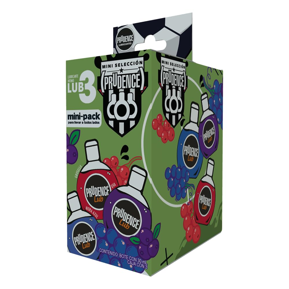 Prudence Mini Selección 3-Pack Lubricantes, Grosella, Uva y Mora Azul, Base Agua, Gel, 30 ml