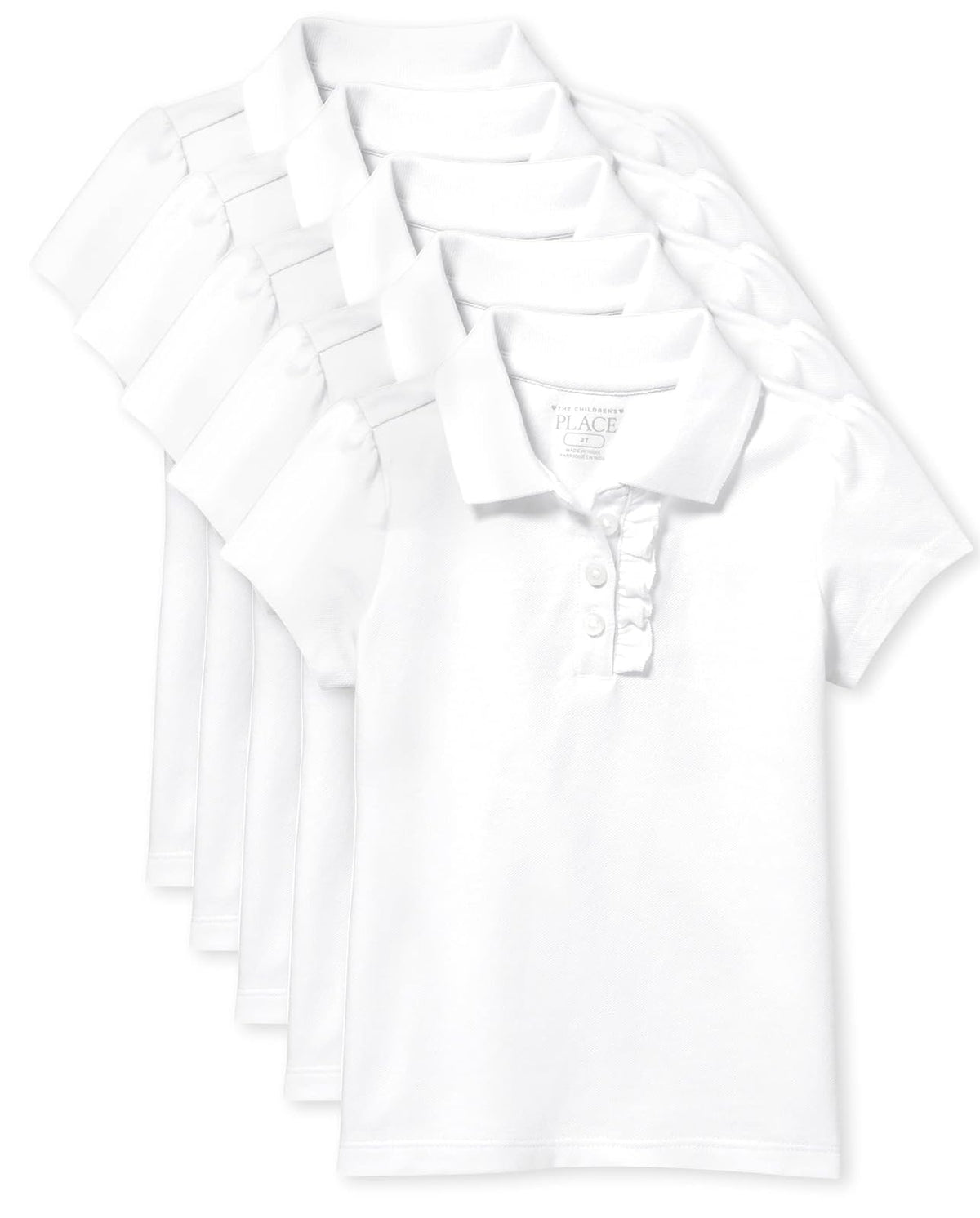 The Children's Place Paquete de 5 Polos de piqué para niñas Camisa de Polo para Niñas