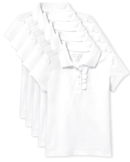 The Children's Place Paquete de 5 Polos de piqué para niñas Camisa de Polo para Niñas