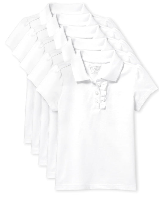 The Children's Place Paquete de 5 Polos de piqué para niñas Camisa de Polo para Niñas