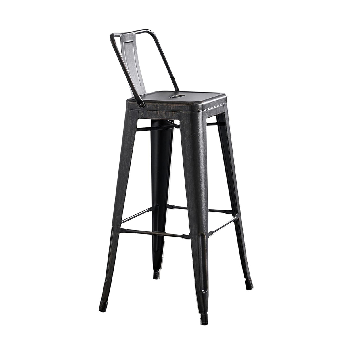 AC Pacific - Taburetes de Bar industriales Modernos de Metal con Elegante Respaldo bajo, Acabado Mate y Tapas de Goma para Patas de Cocina, Juego de 2, Asiento contemporáneo de encimera de 30
