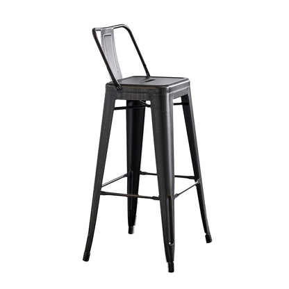 AC Pacific - Taburetes de Bar industriales Modernos de Metal con Elegante Respaldo bajo, Acabado Mate y Tapas de Goma para Patas de Cocina, Juego de 2, Asiento contemporáneo de encimera de 30
