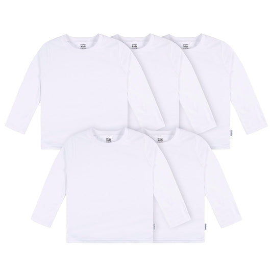 Gerber Paquete de 5 Camisetas de Manga Larga sólidas para niños pequeños, 160 g/m² Camisetas de Manga Larga para bebés y niños pequeños para Unisex bebé