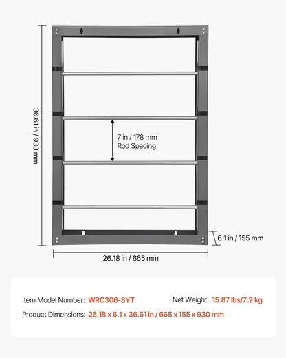 VEVOR - Estante de carrete de alambre, 4 varillas ajustables, soporte de carrete de alambre de acero laminado en frío, montado en la pared para múltiples temas, almacenamiento de cableado, dispensador