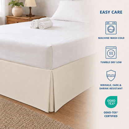 Cathay Home - Falda de Cama Plisada de Microfibra de Doble Cepillado de fácil Ajuste, Ultra Suave, Resistente a la decoloración y a Las Arrugas, Leche de Coco, tamaño Queen