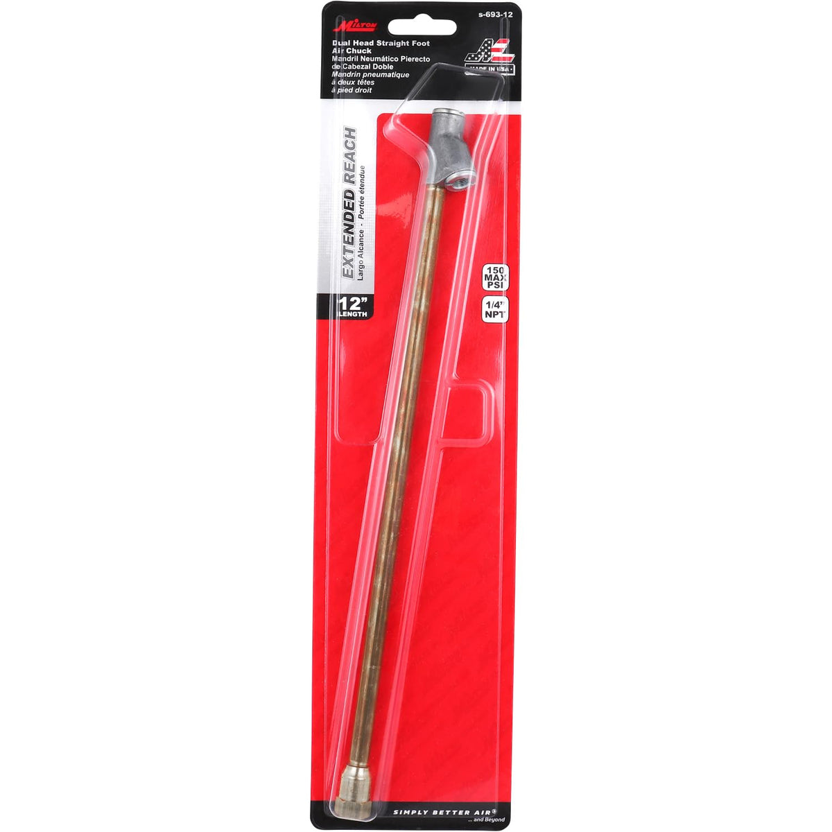 Milton S-693-12 Portabrocas de Doble Cabeza de Alcance Extendido FNPT, Bronce