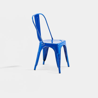 AC Pacific - Sillas de Comedor industriales de Metal de 18 Pulgadas de Altura, Asiento apilable de Cocina o Bar, diseño Moderno Duradero, Muebles de Acento versátiles, Juego de 2, Azul