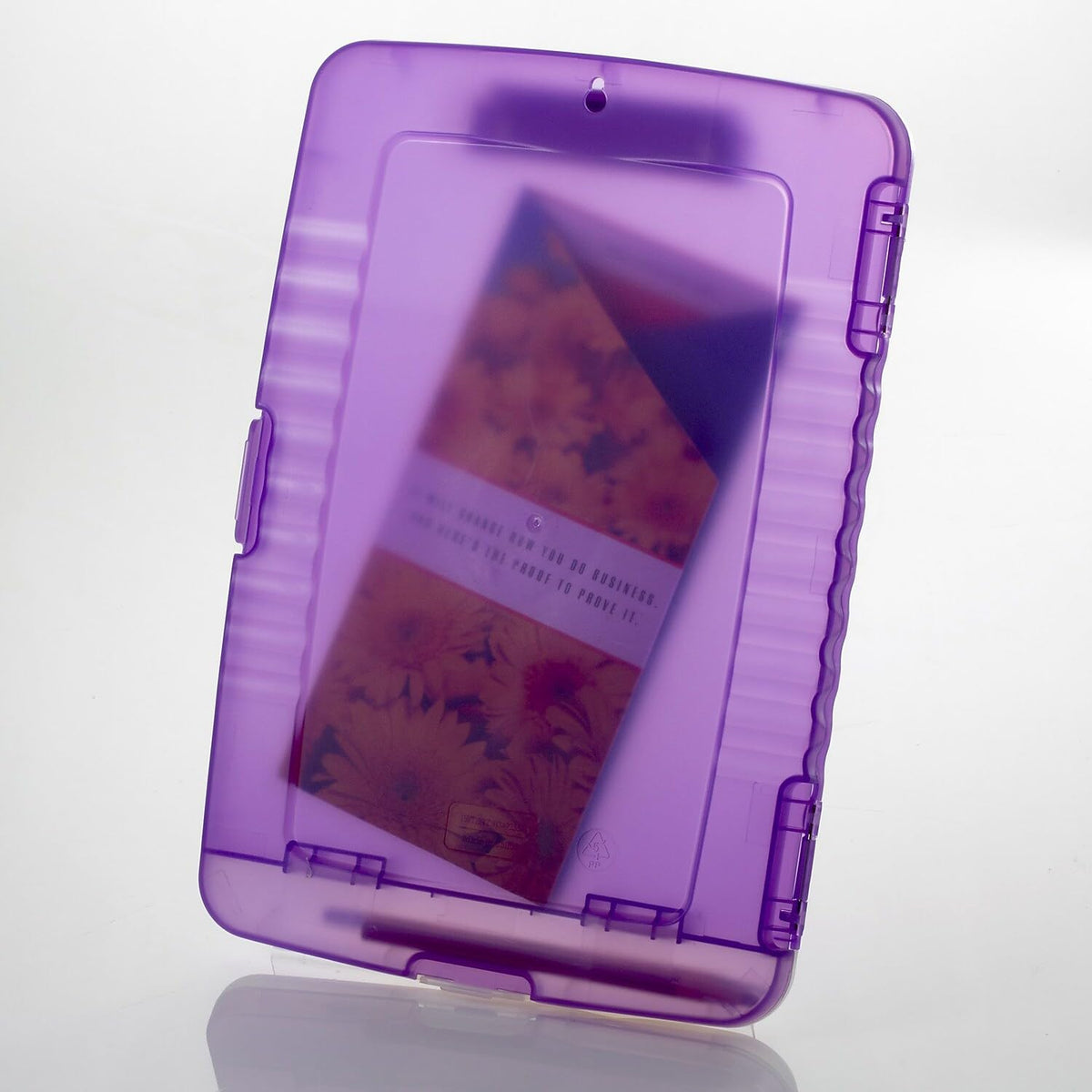Officemate 83305 Slim Clipboard Storage Box, Translucent Purple
