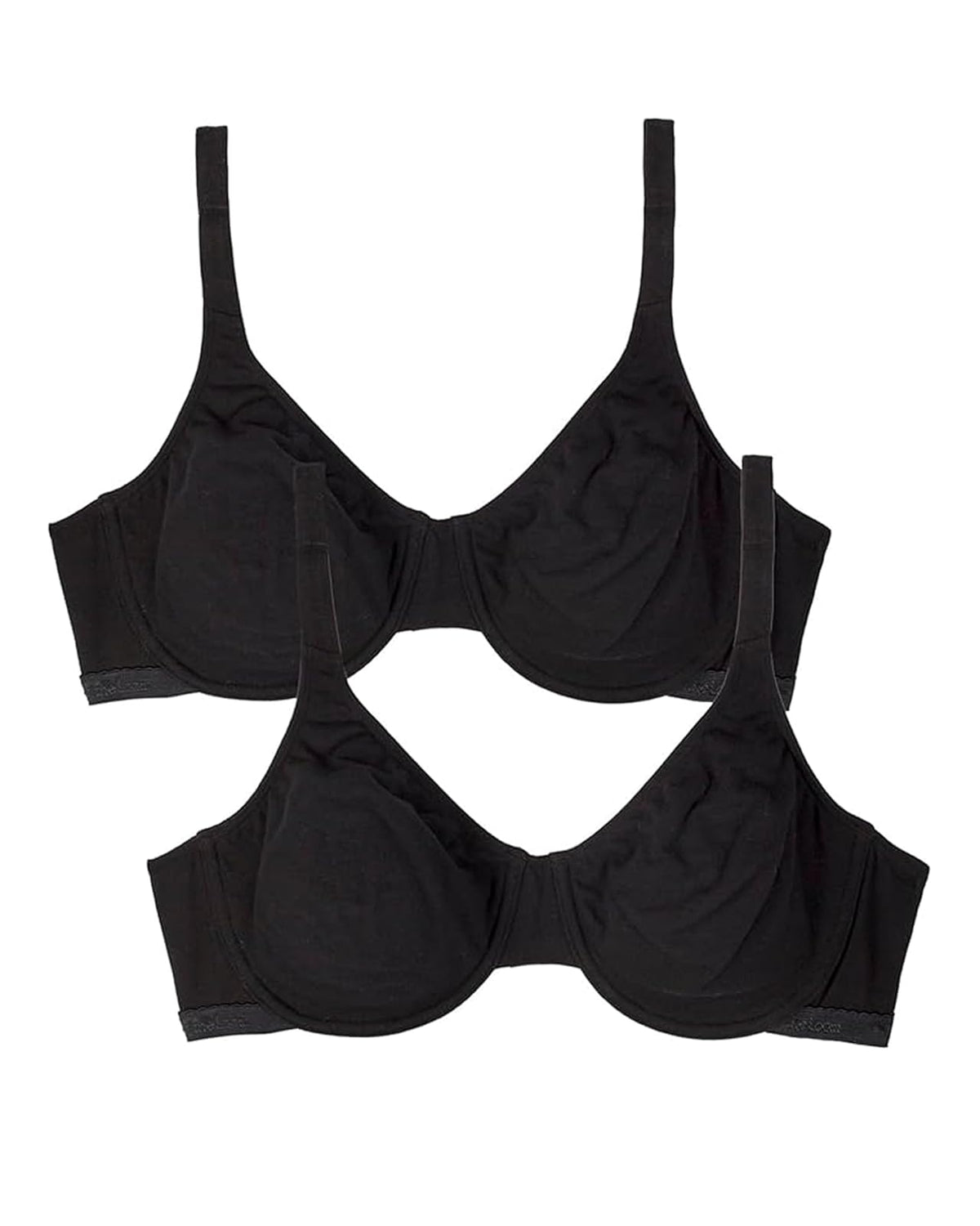 Fruit of the Loom Brasier de Algodón para Mujer Paquete de 2 - Tono Negro - Tono Negro - 34D