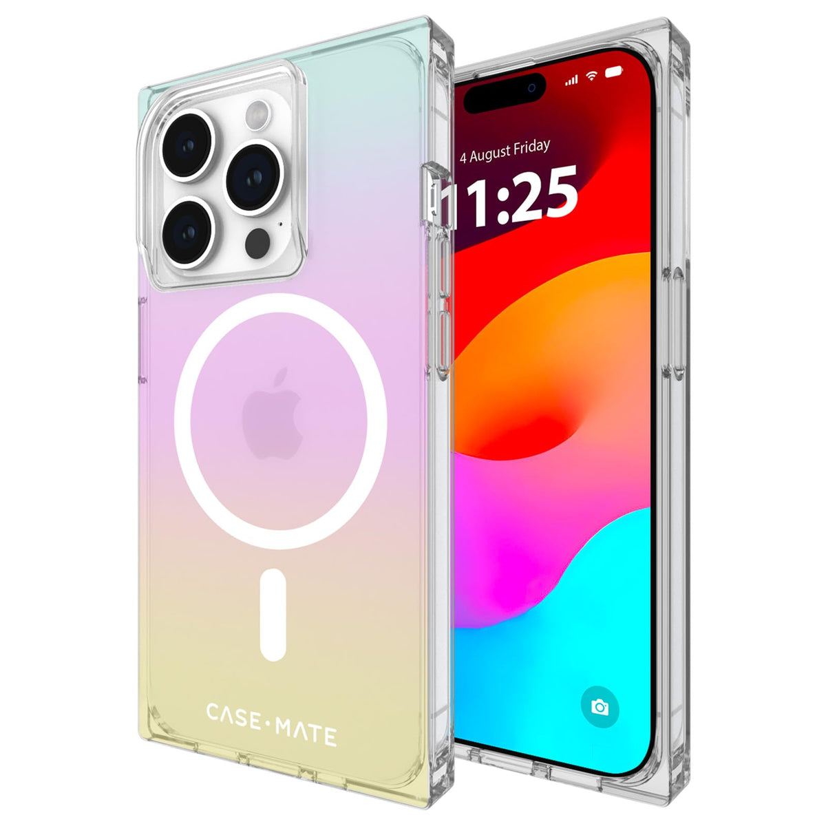 Case-Mate Funda con Brillantina para iPhone 14 Pro y 15 Pro - BLOX Iridescent Rainbow - iPhone 15 Pro