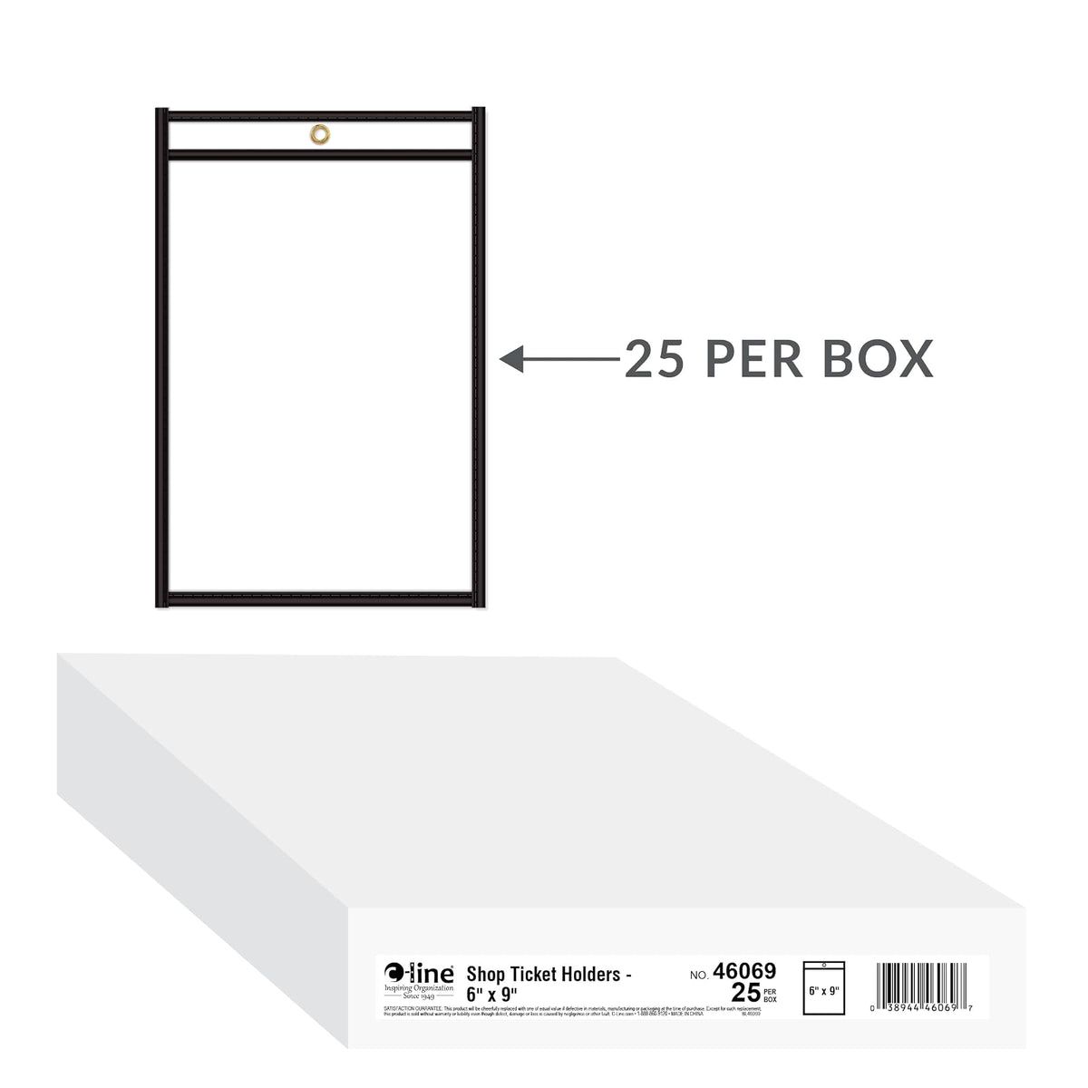 C-Line 46069 - Soporte para boletos con costura en ambos lados, transparente, 6 x 9 pulgadas, 25 por caja
