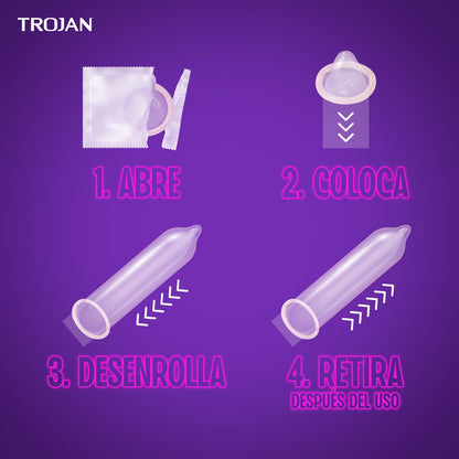 Trojan Condones Piel Desnuda Puntos de Placer Caja con 9 piezas. | Con Puntos Texturizados y Elevados, Lubricados para Mayor Estimulación. Con Látex de Primera Calidad.