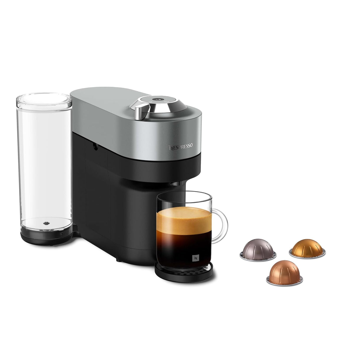 Nespresso Cafetera Vertuo Pop Negra con Espumador y 12 Cápsulas de Regalo - Vertuo Pop - TITAN