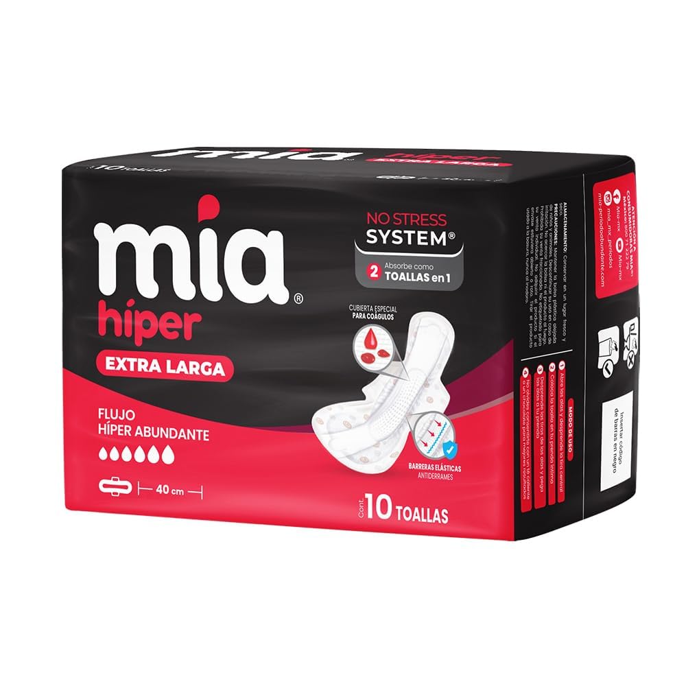 Mia Hiper Larga Toalla Femenina 120 Toallas 12/10, 120 unidad, 12