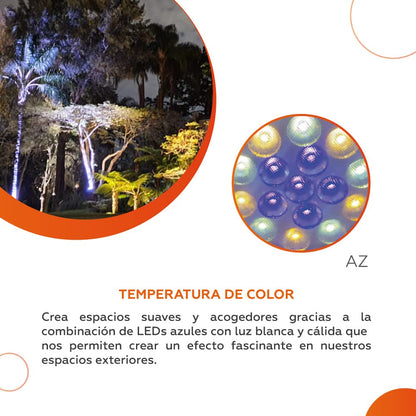 Tecnolite SUAHIL - Reflector LED Exterior 28 W , Luz de Luna Color Azul, IP66, IK08, A prueba de agua y golpes