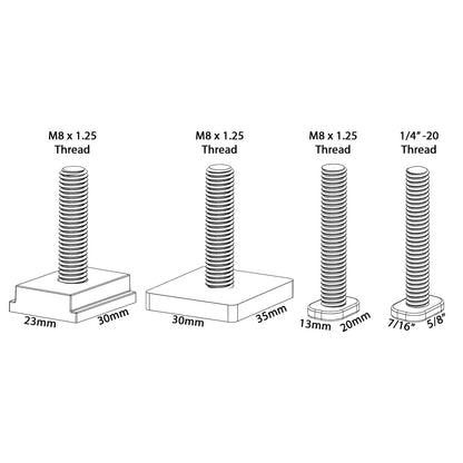 Milescraft Track Master Sistema de Sujeción de Track 4023 | Contiene base de sujeción con conectores 1/4in-20, 13x20 mm, 23x30 mm, 30x35 mm, adáptase a cualquier pista T