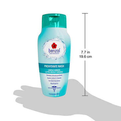Benzal Kit Protección Íntima, Shampoo íntimo Prohydrate + Gel Hidratante uso externo + Crema íntima diara con Avena, Para Hidratar la Piel Reseca y Sensible, Efecto Refresacent Inmediato