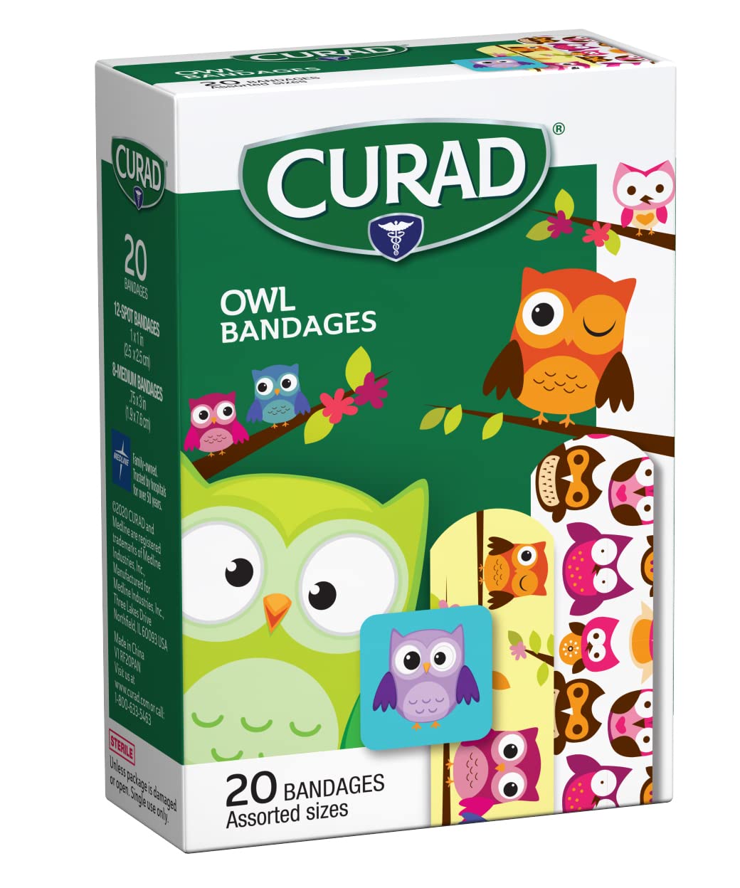 Curad Bandages, Owls, 6 boxes of 20,120 count