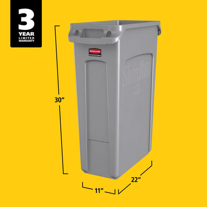 Rubbermaid 3540-60 Slim Jim 87.1 L Rectangular Gris - Cubo de basura (87.1 L, Rectangular, Gris, 279 mm, 559 mm, 762 mm)